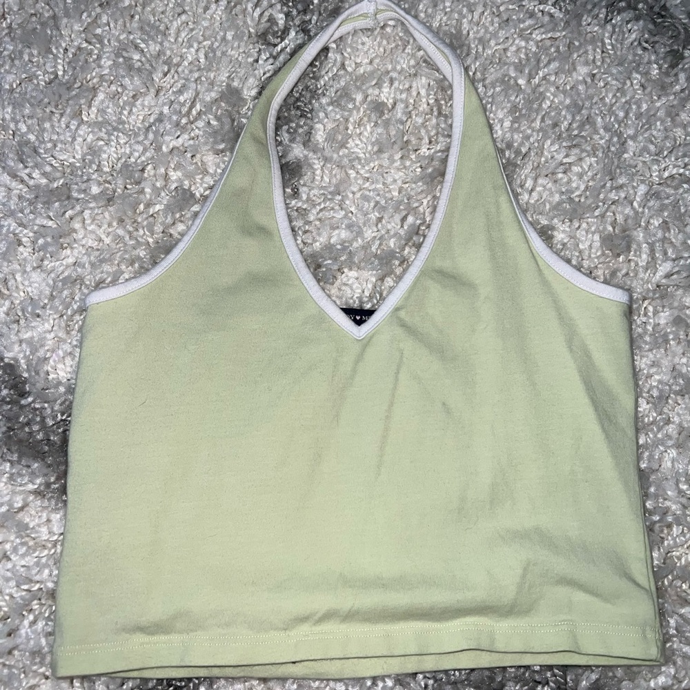 Brandy Melville alexis white trim halter top
